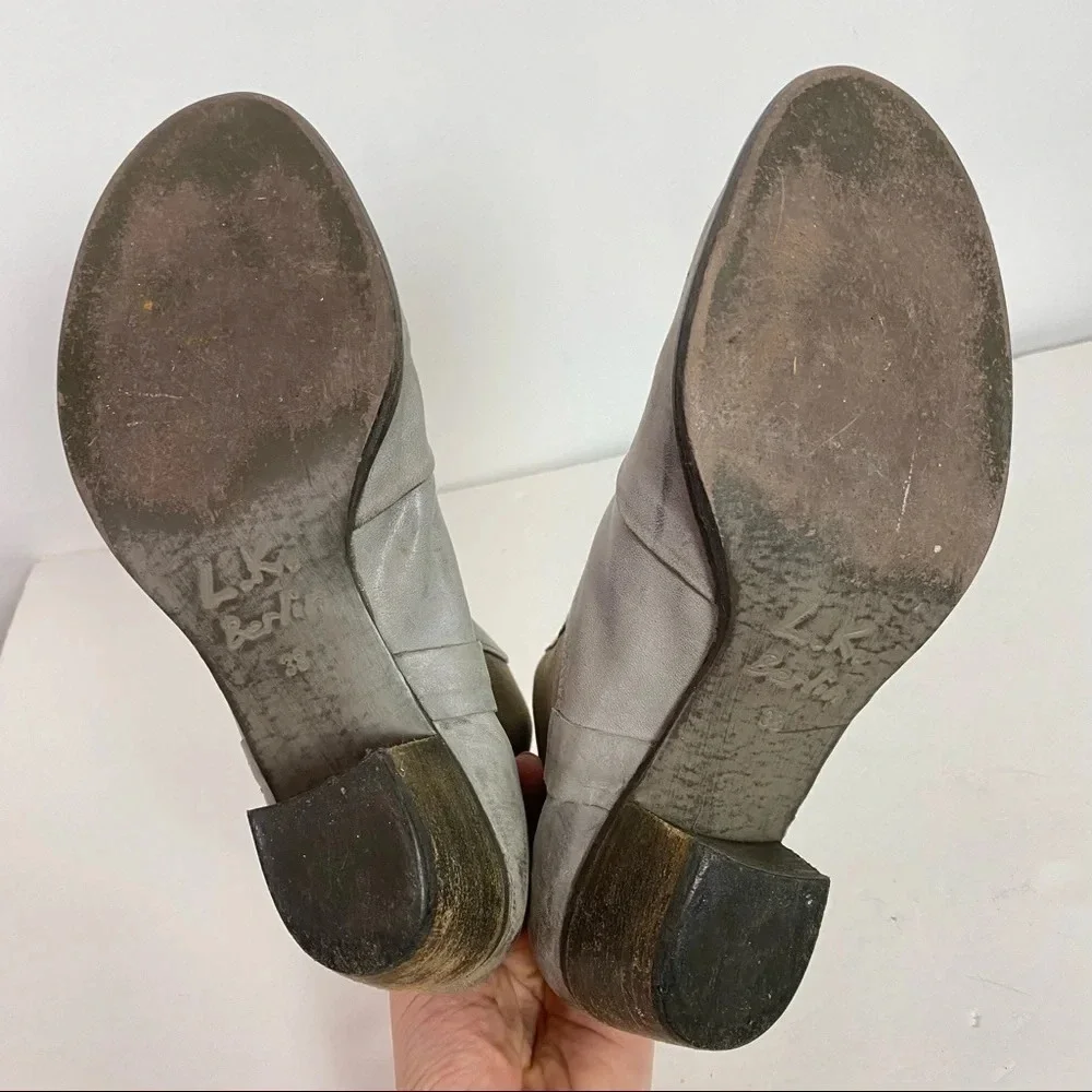 Liebeskind Berlin Leather Boots Size 7.5 Distressed Gray Womens Shoes Booties
